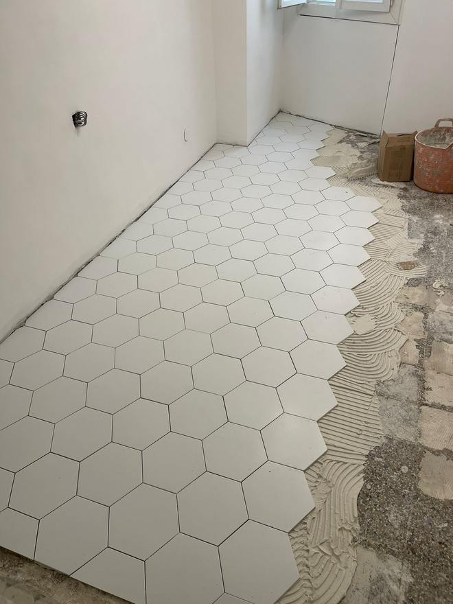 Calepinage hexagonal en cours